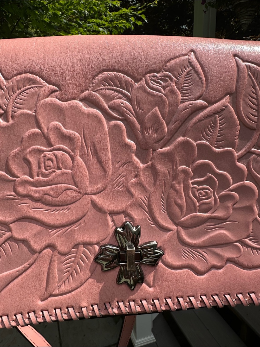 Patricia Nash Mabilia Leather Flap Floral Embossed Crossbody